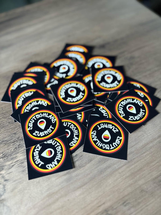 50x Deutschland  Zuerst Aufkleber - Premium Qualität - Wetterfest für Outdoor